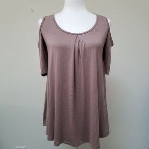 Amelia James Tan Off Shoulder Top with Lace Size Small